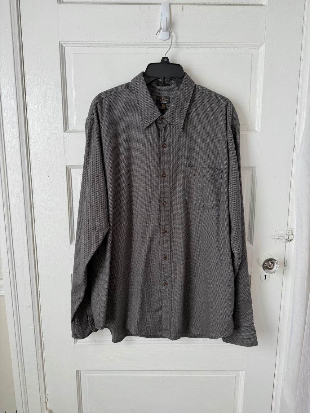 J.Crew Mens Cotton Cashmere Long Sleeve Button Down Shirt Checkered Print XL